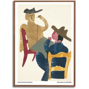 Mannetjes aan tafel Poster by Hendrik Nicolaas Werkman